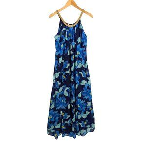 Charming Charlie Maxi Dress Womens Small Blue Floral Sleeveless Long